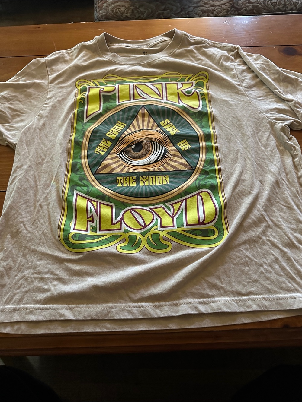 Pink Floyd T-shirt with Beige, Green & Yellow Graphic